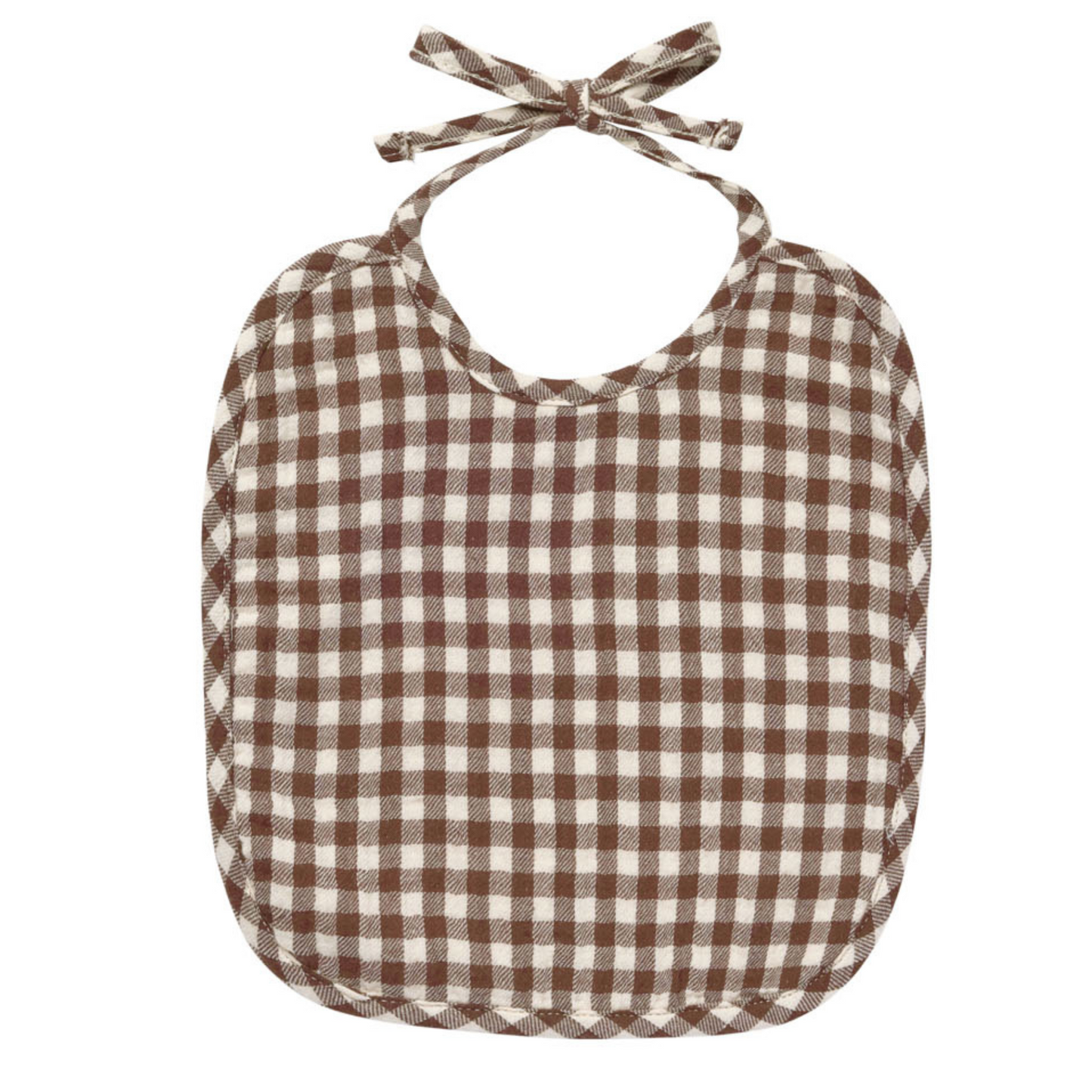 Organic Woven Tie Bib, Plum Gingham