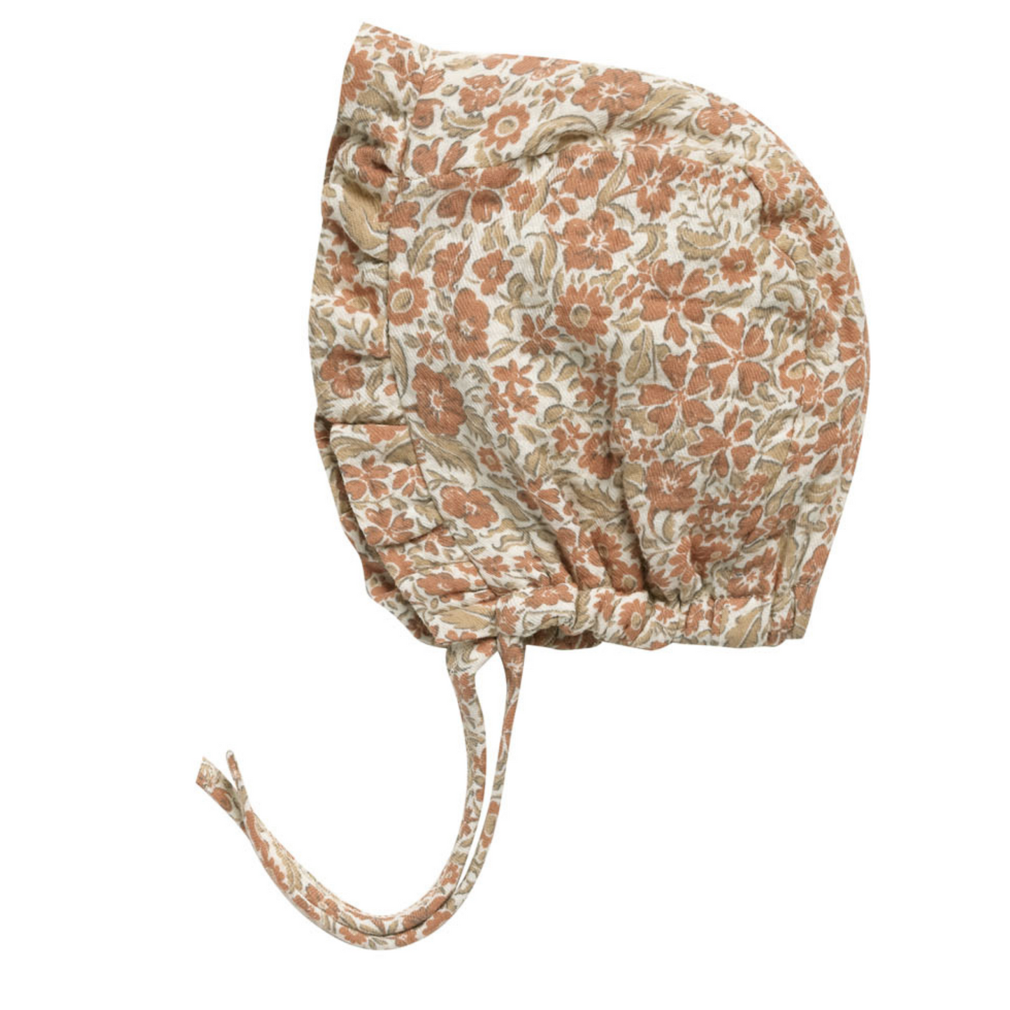 Organic Woven Ruffle Bonnet, Rose Garden