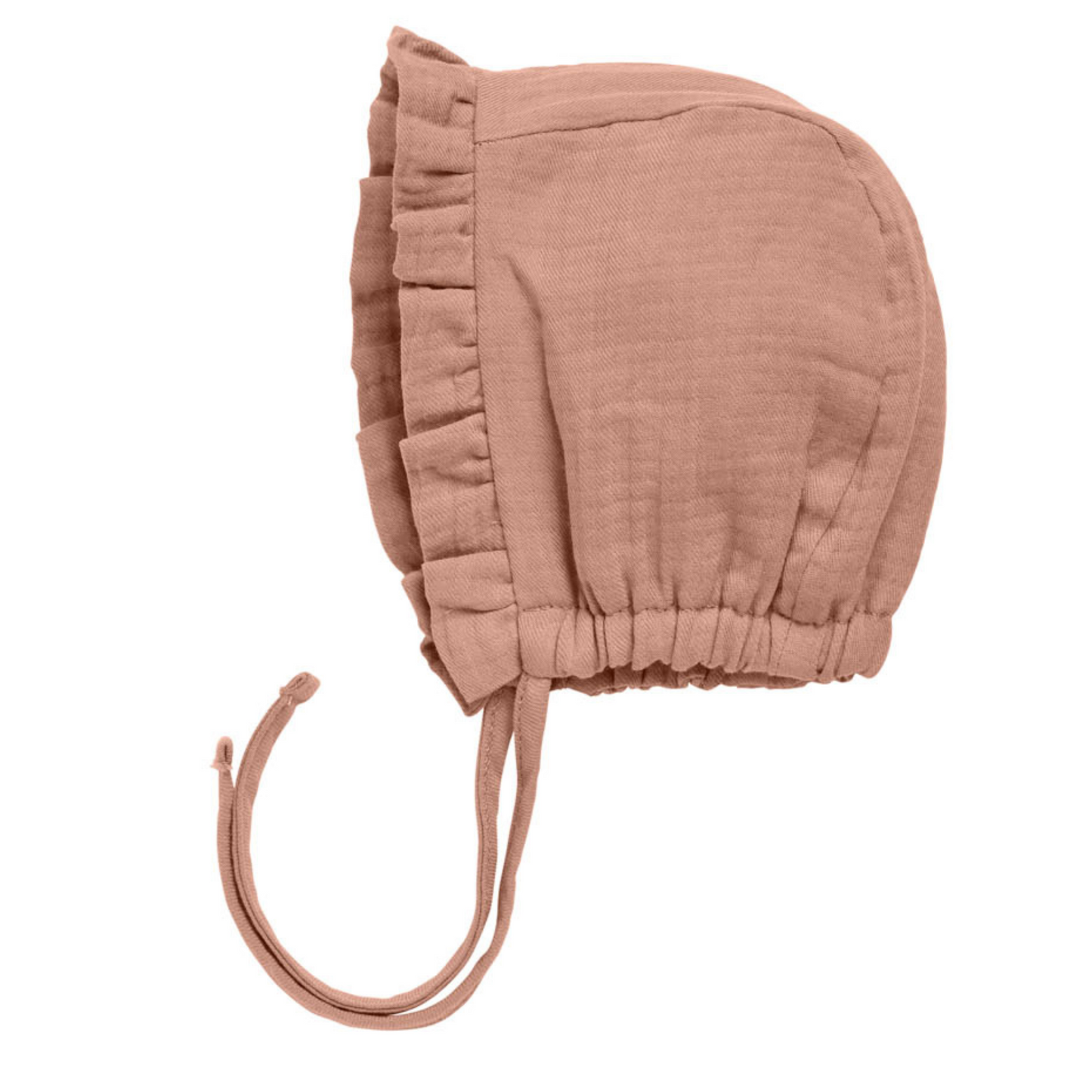Organic Woven Ruffle Bonnet, Rose