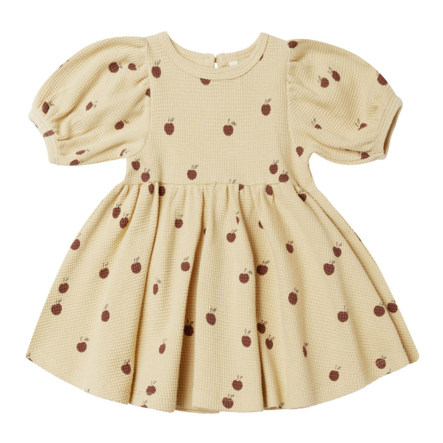 Organic Waffle Babydoll Dress, Apples
