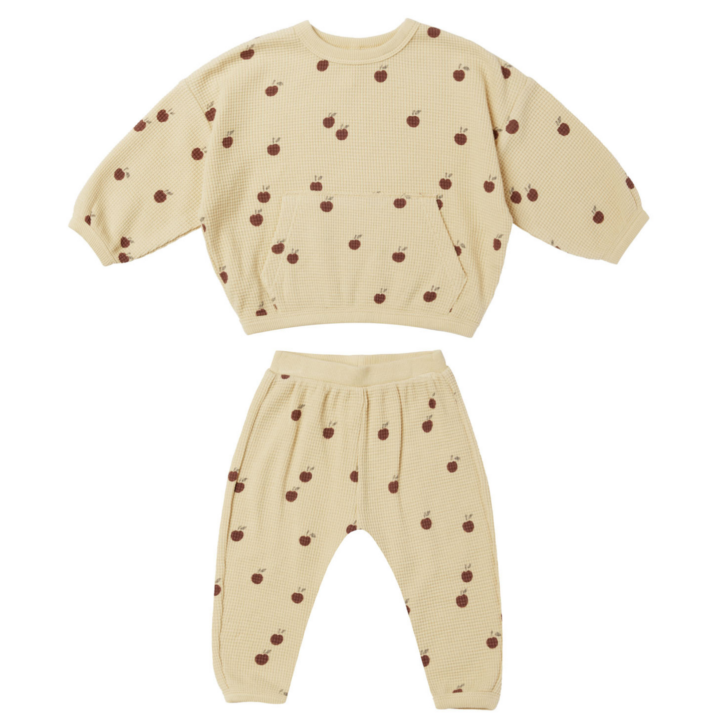 Organic Waffle Sweater & Pant Set, Apples