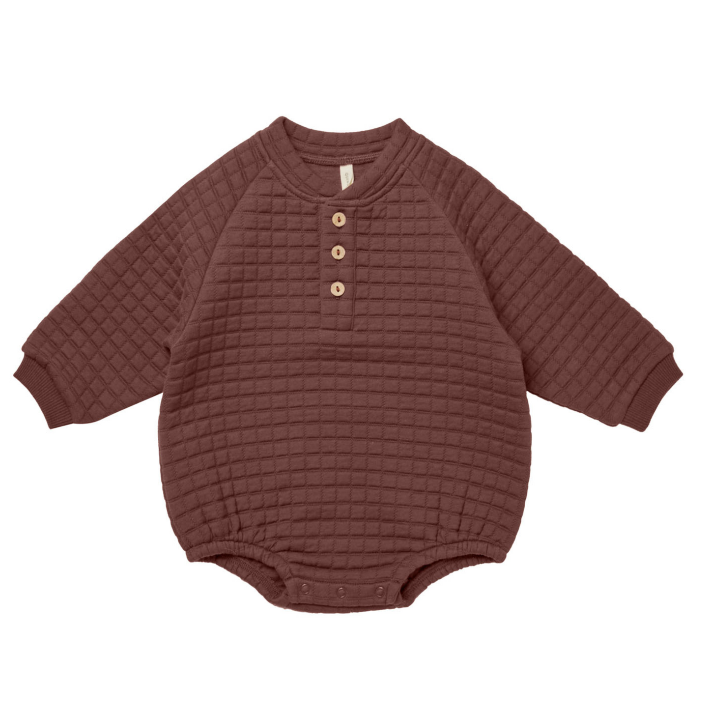 Organic Henley Bubble Romper, Plum