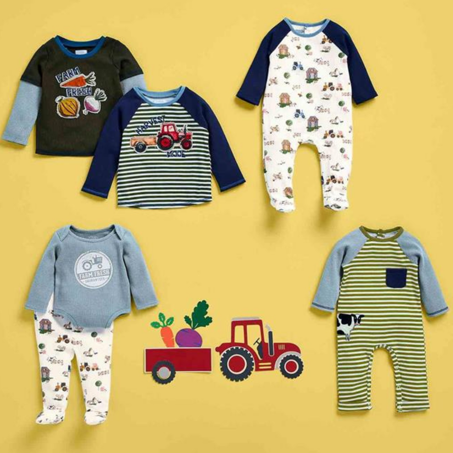 Farm Fresh Waffle Bodysuit and Footed Pant Set