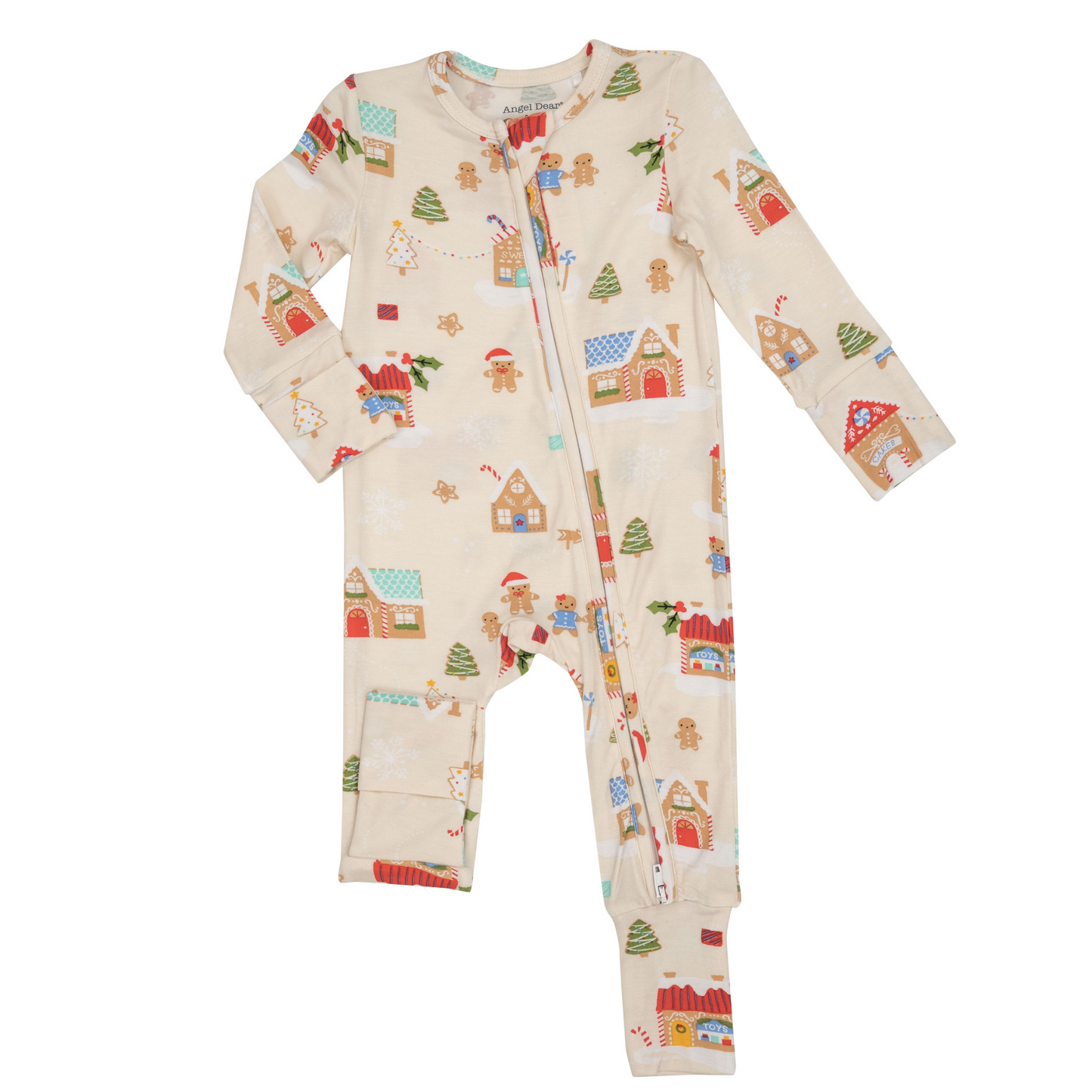 2-Way Zip Romper, Gingerbread Village