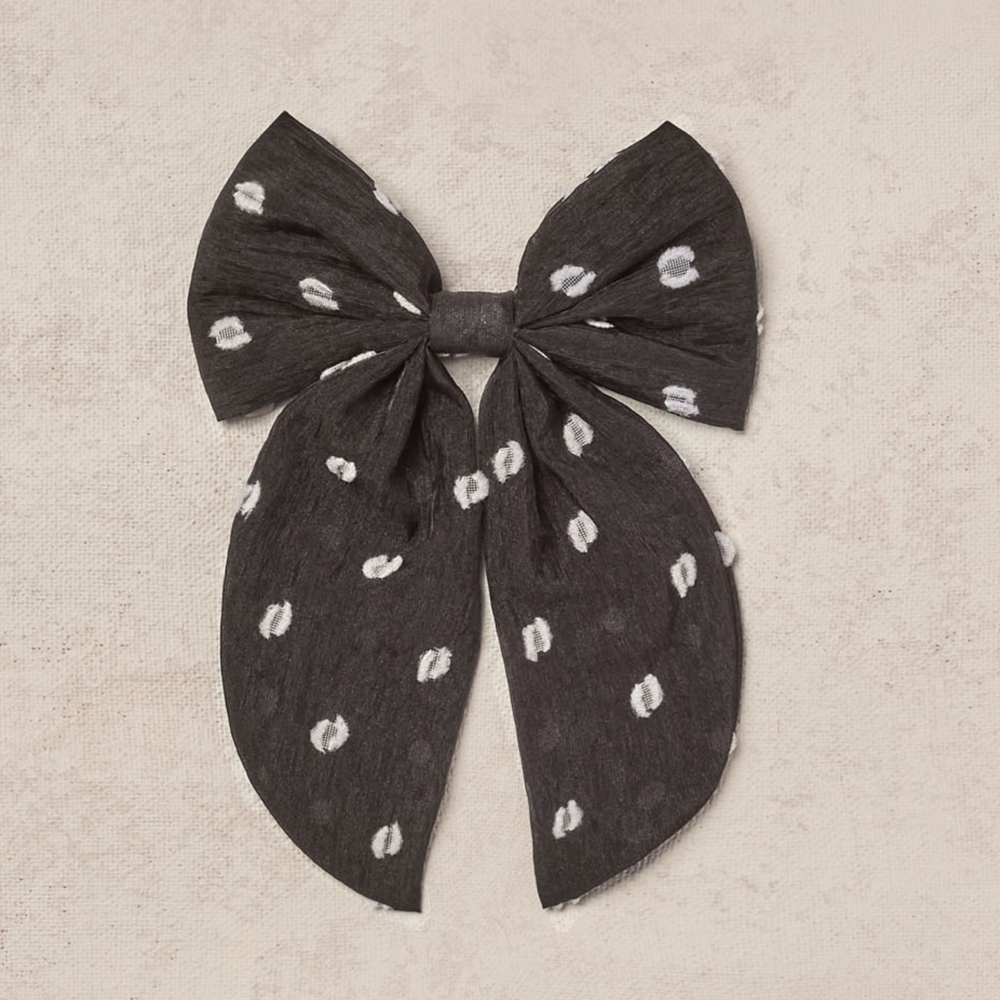 Oversized Bow, Black & Ivory Dot