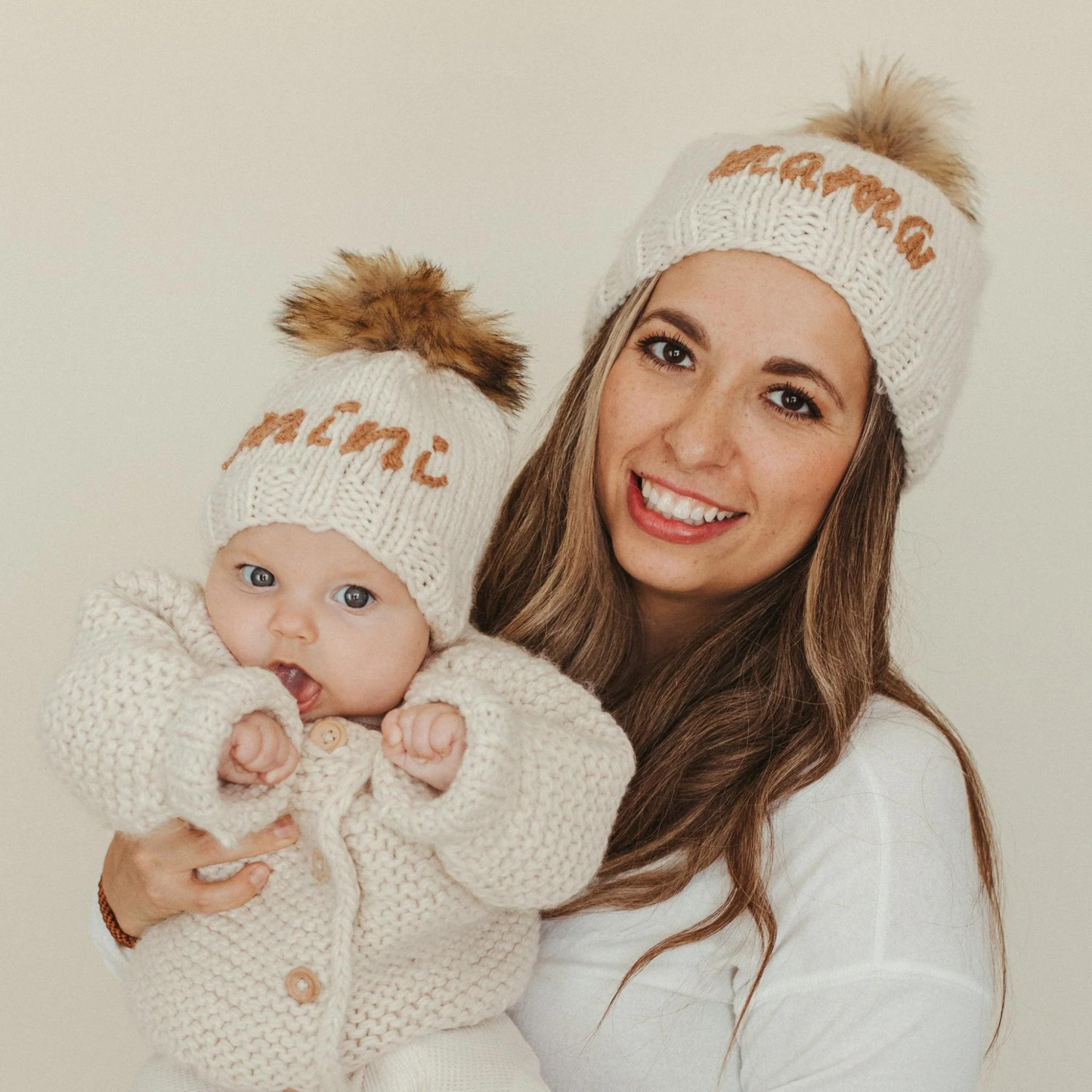 "Mama" Adult Knit Beanie, Pecan