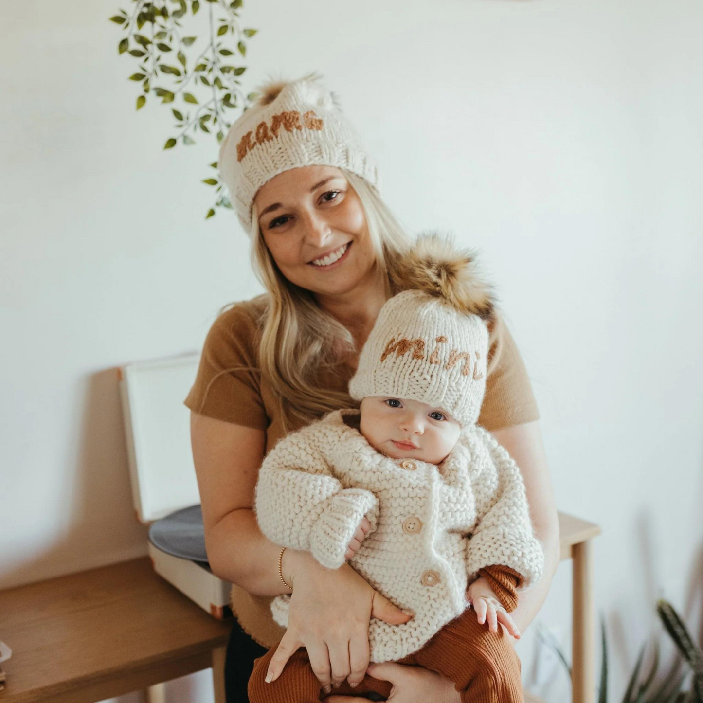 "Mama" Adult Knit Beanie, Pecan