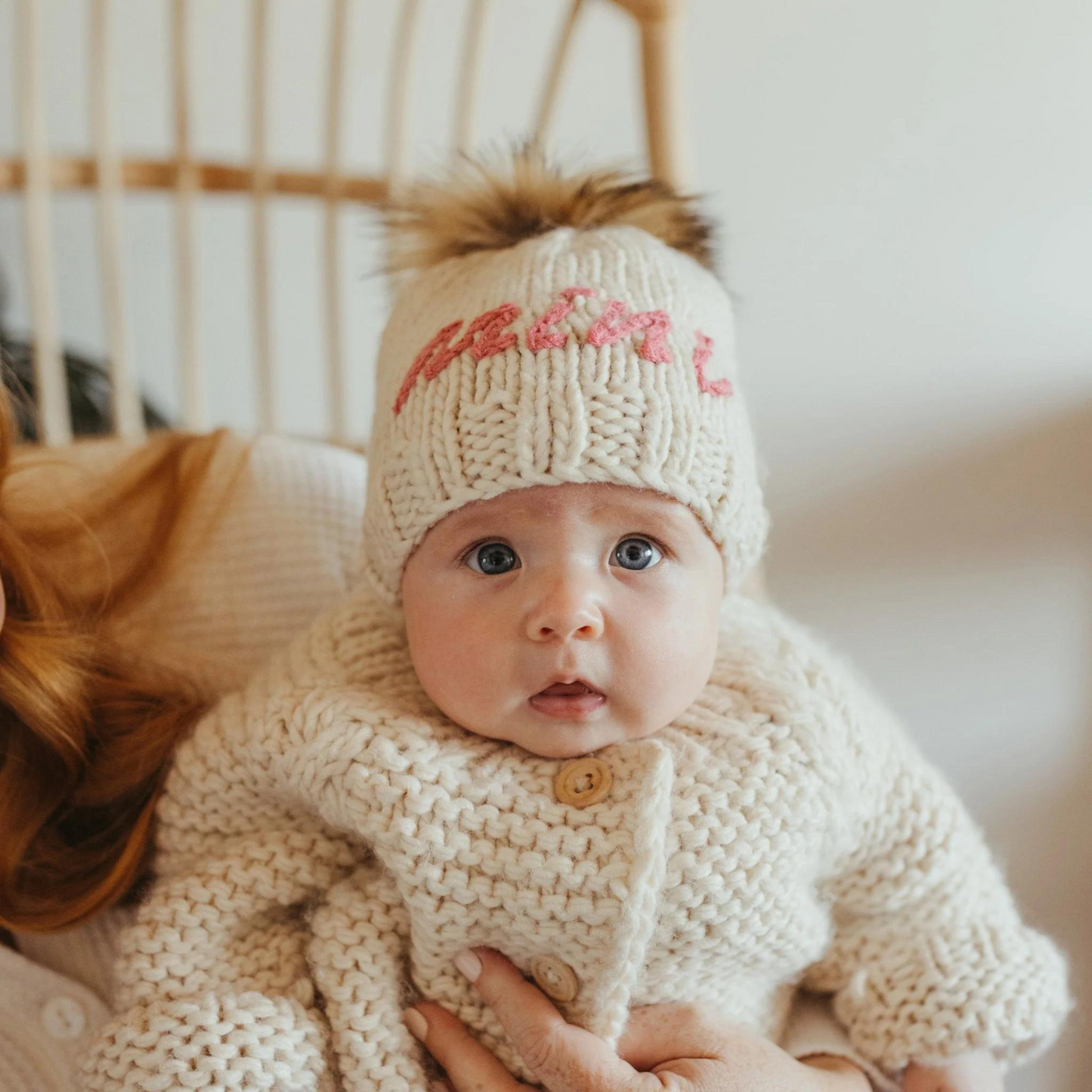 "Mama" Adult Knit Beanie, Cerise Pink
