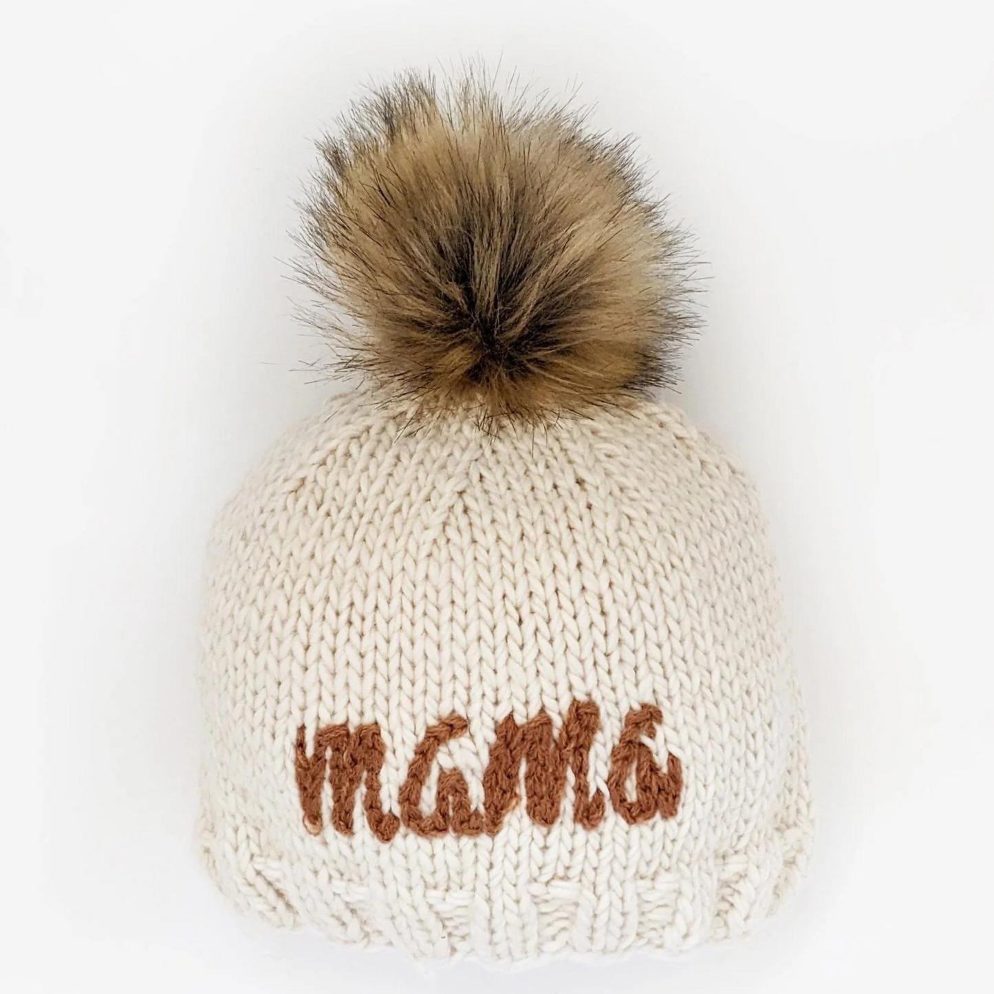 "Mama" Adult Knit Beanie, Pecan