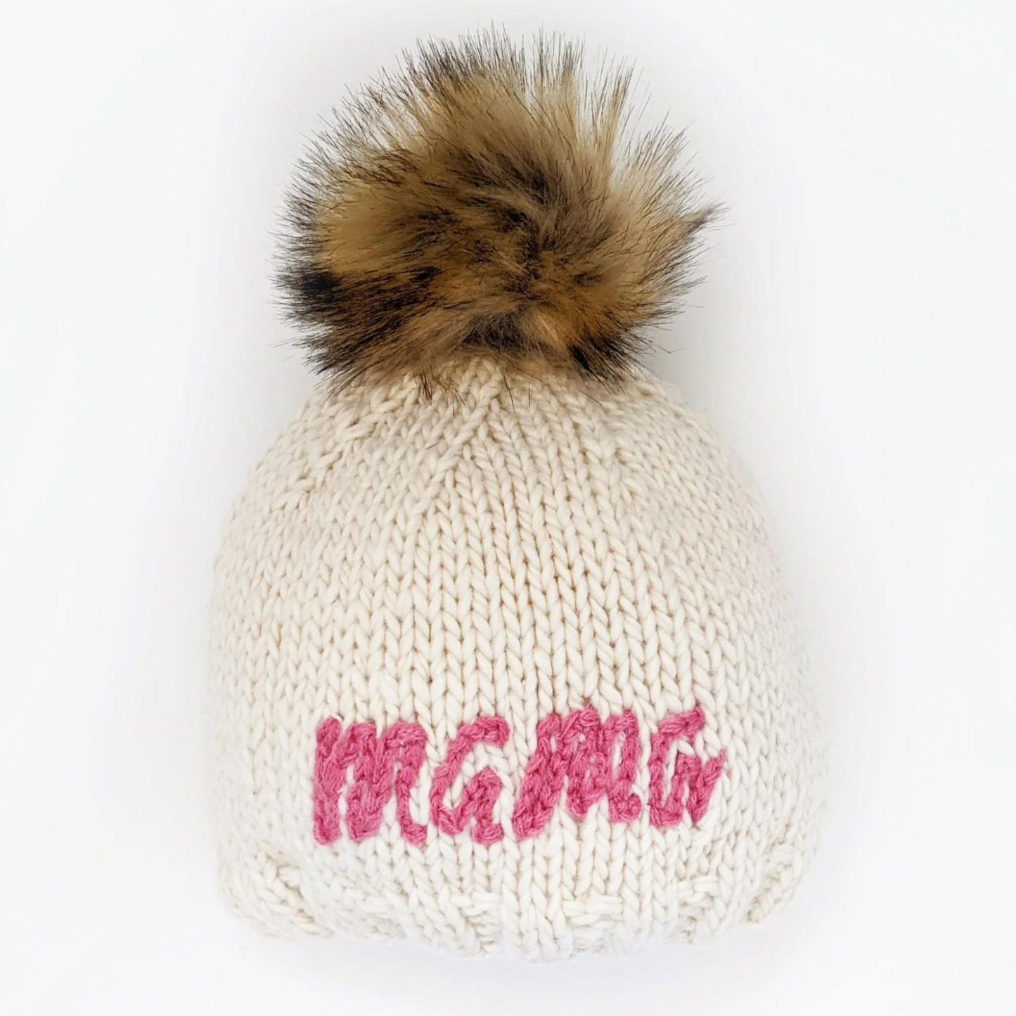 "Mama" Adult Knit Beanie, Cerise Pink