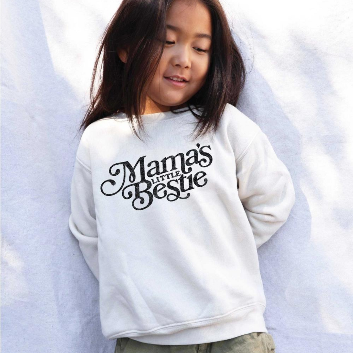 Mama's Little Bestie Toddler Graphic Sweatshirt, Heather Dust