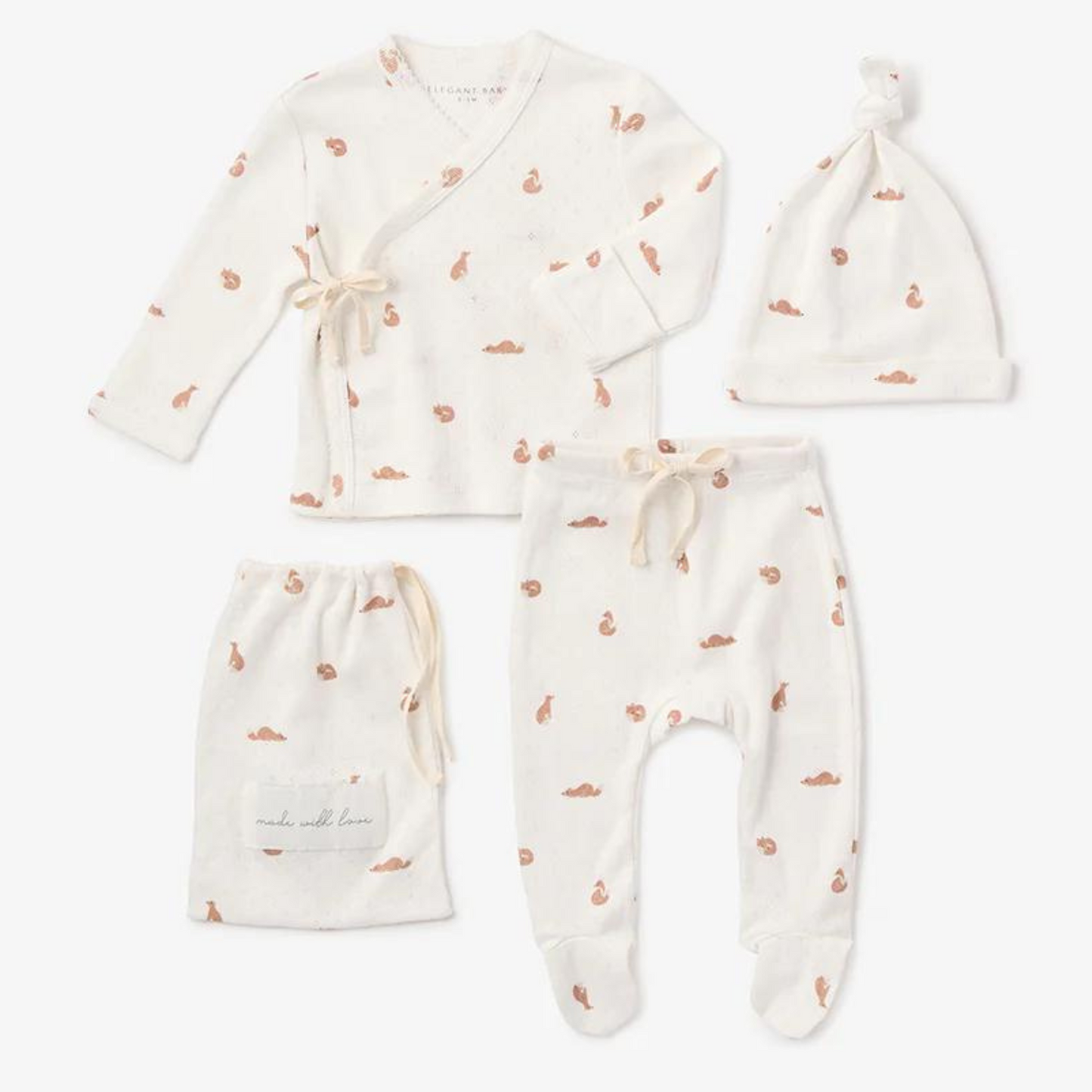 Organic Cotton 3 Piece Layette Set, Fox
