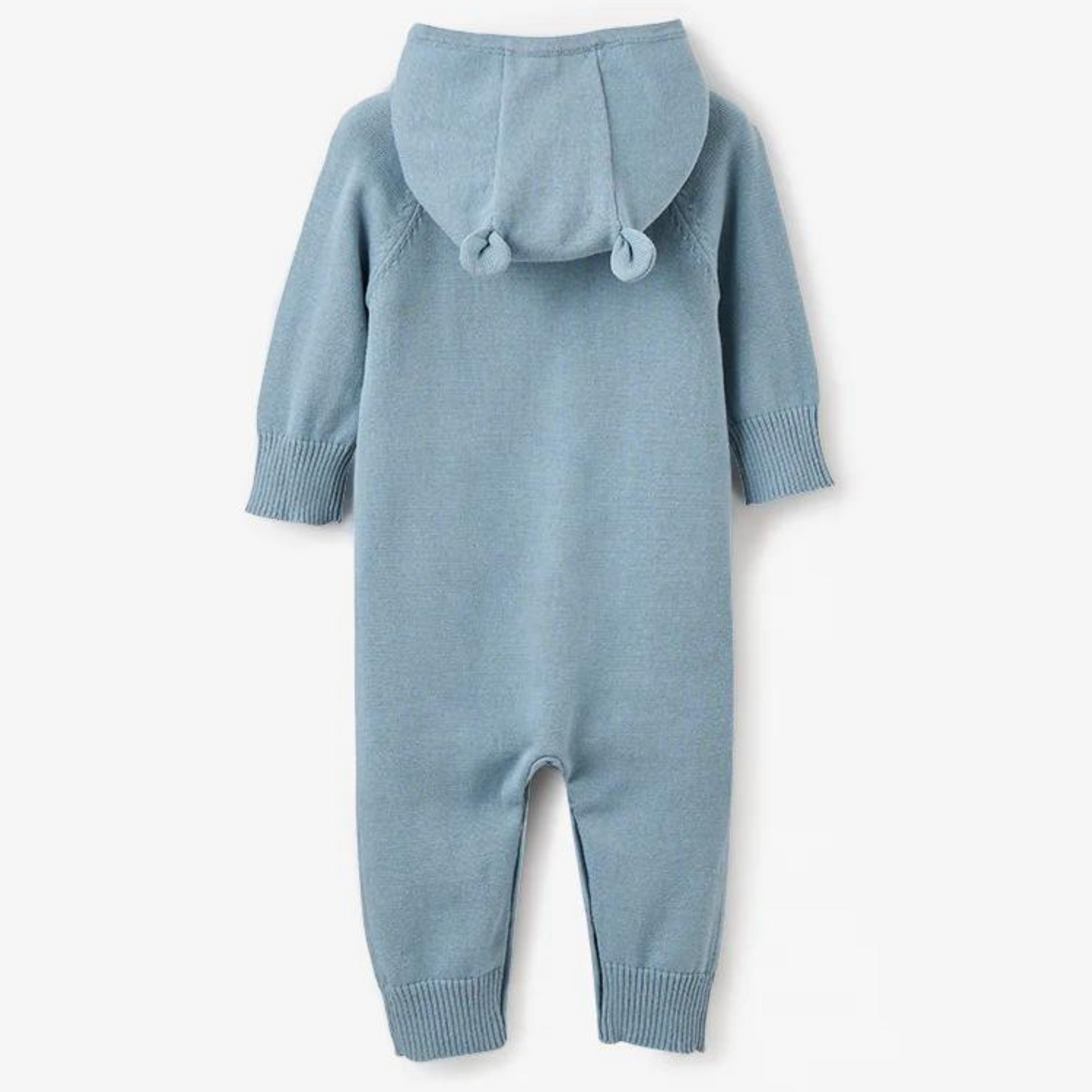 Bear Hooded Knit Jumpsuit, Blue