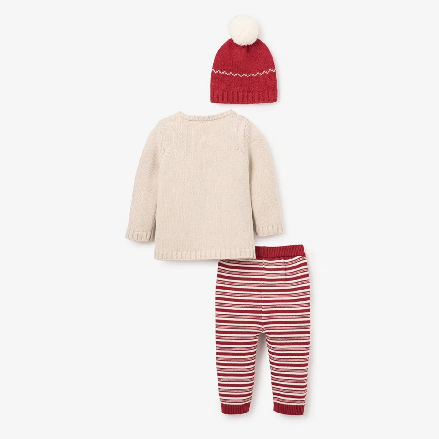 Gingerbread Pullover & Striped Pant + Red Hat Set