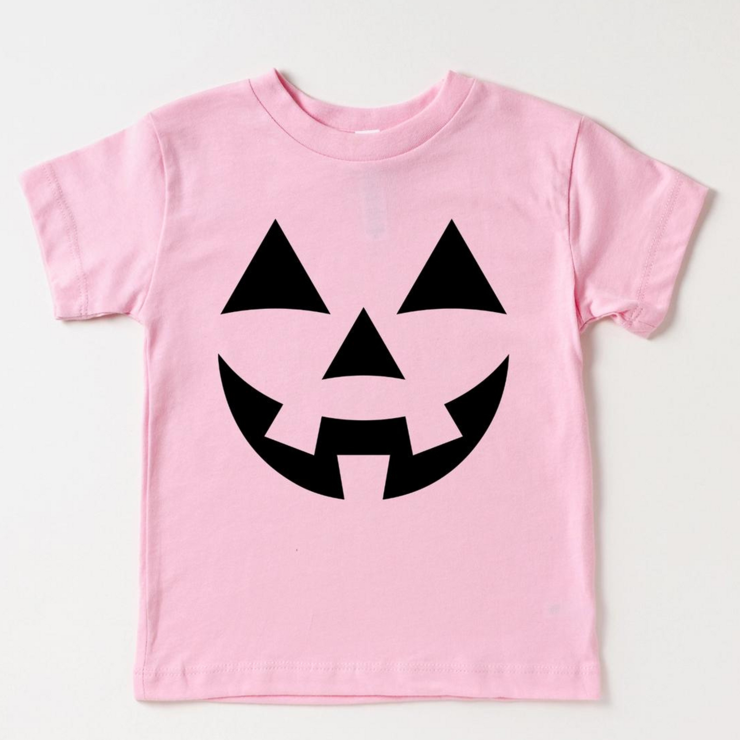 Kid's Graphic Short Sleeve Tee, Jack O Lantern Face / Pink