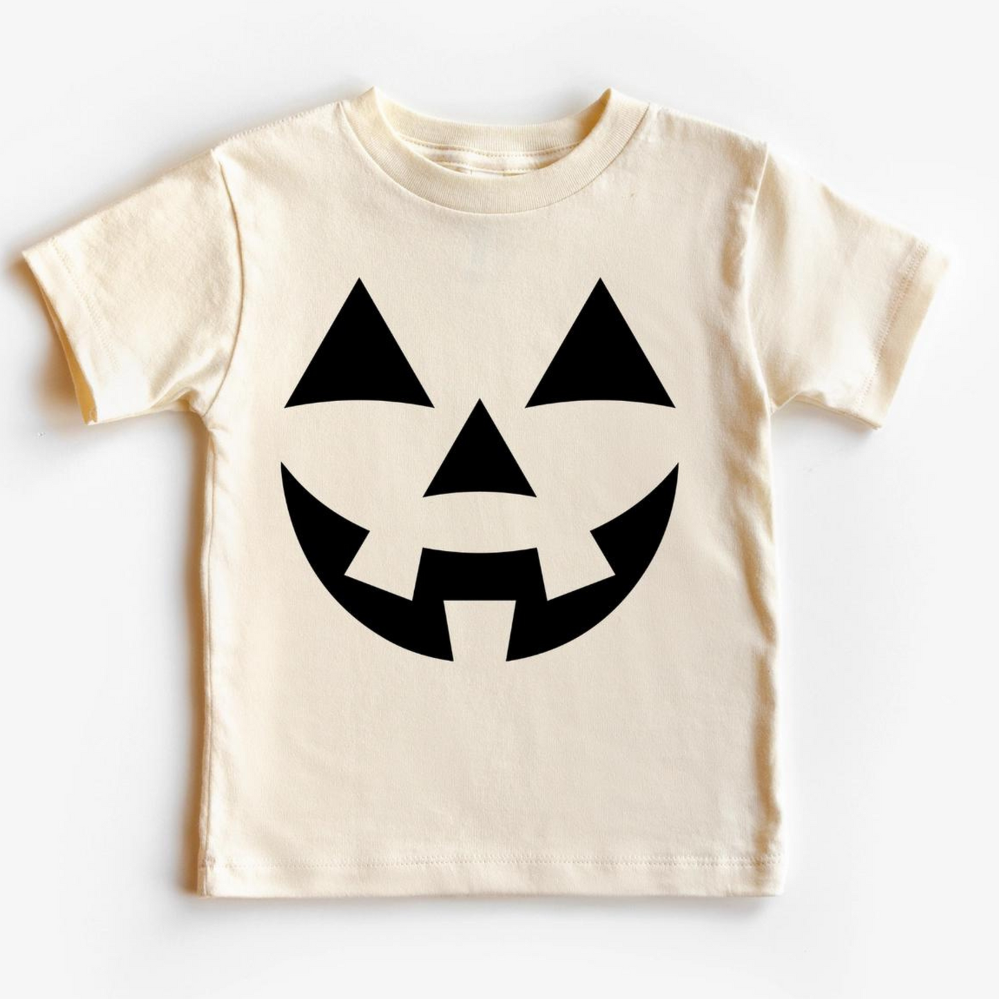 Kid's Graphic Short Sleeve Tee, Jack O Lantern Face Natural