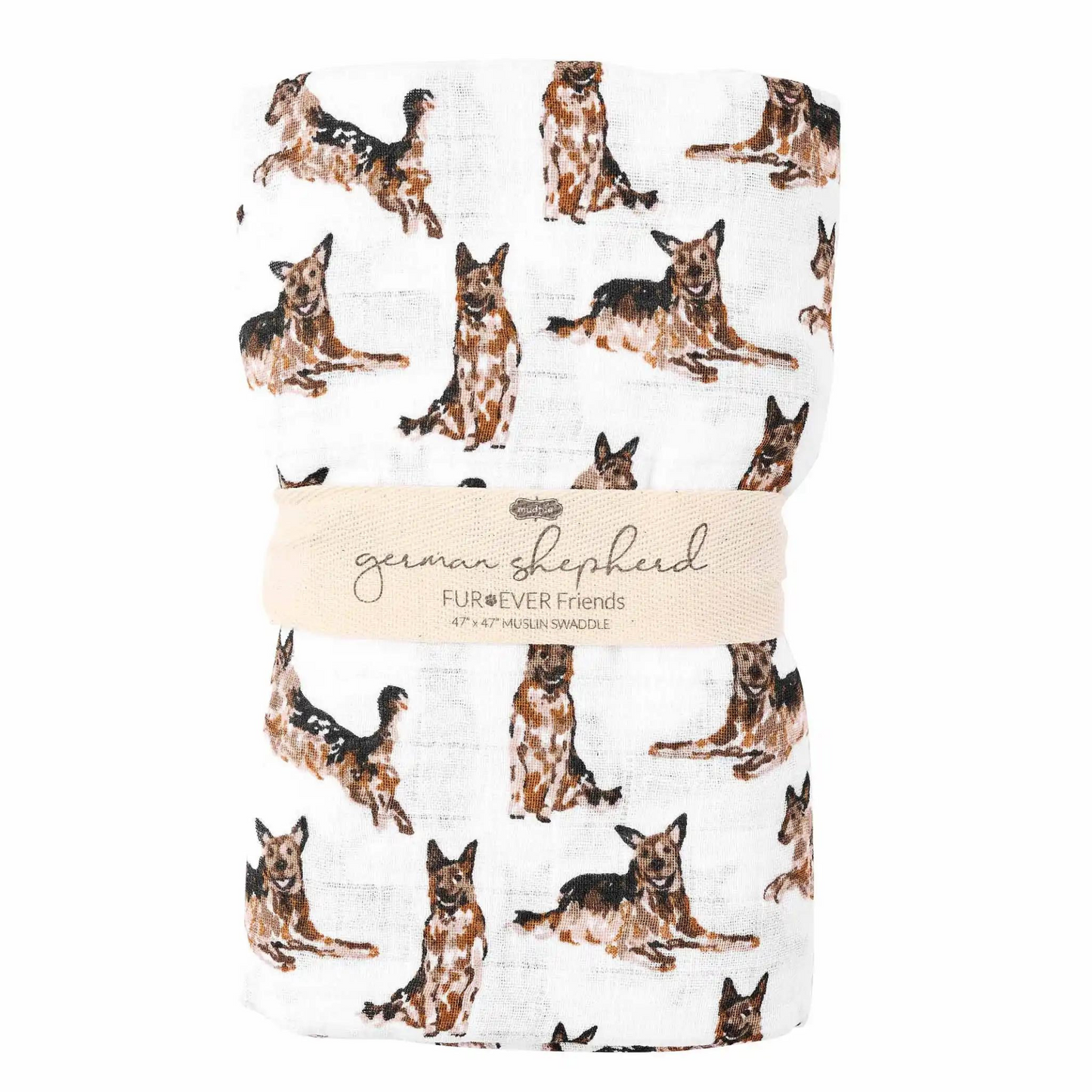 German Shepherd Muslin Swaddle Blanket