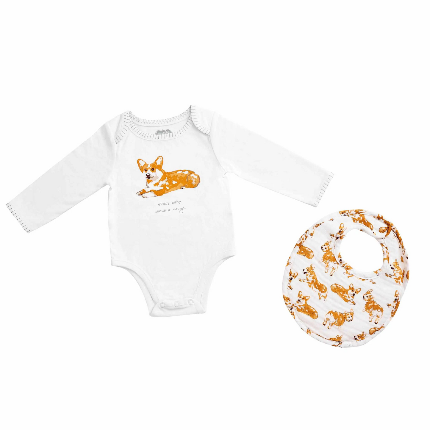 Corgi Dog Bodysuit & Bib Set