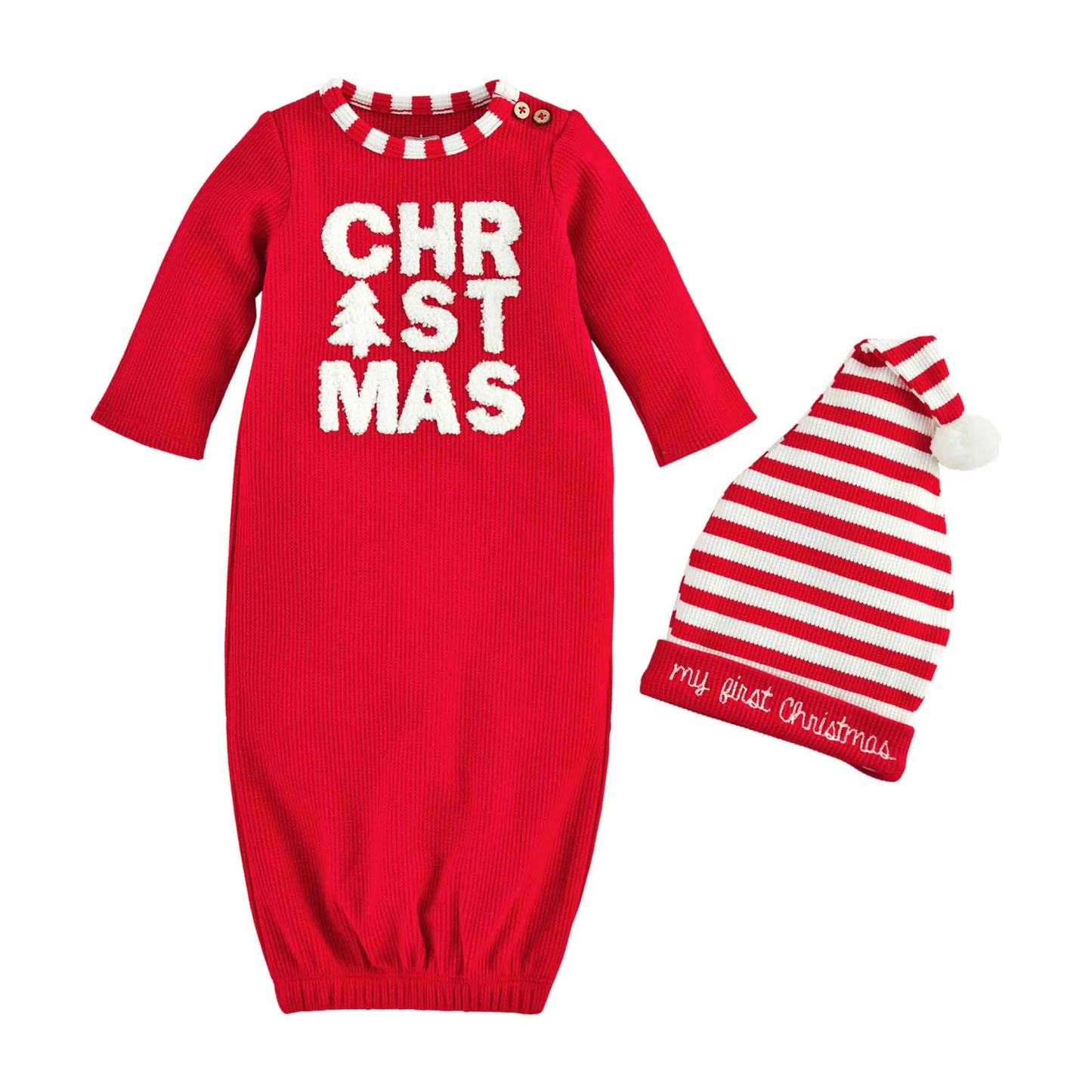Boucle Christmas Gown & Hat Set
