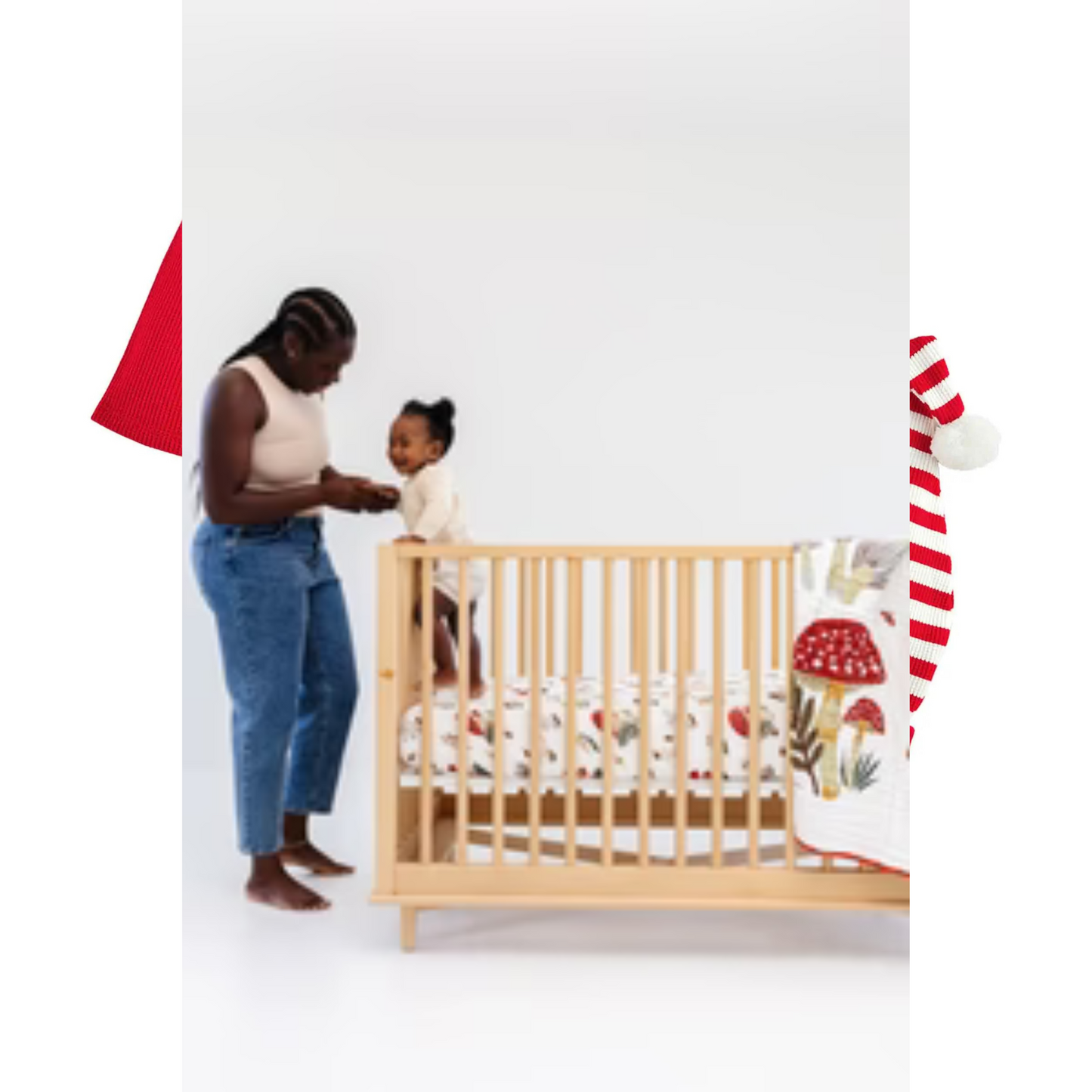Mushroom Muslin Crib Sheet