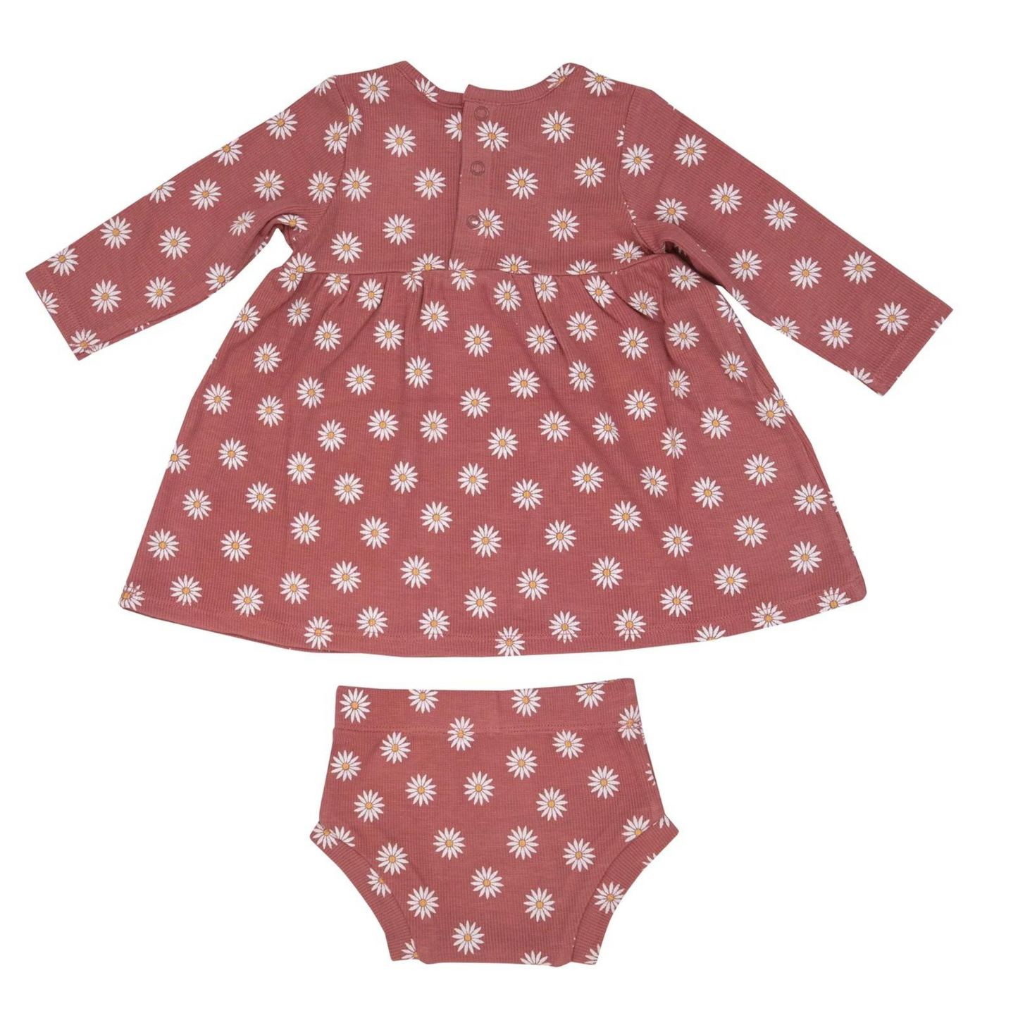 Ribbed Simple Dress and Bloomer, Daisy Dot Dusty Rose