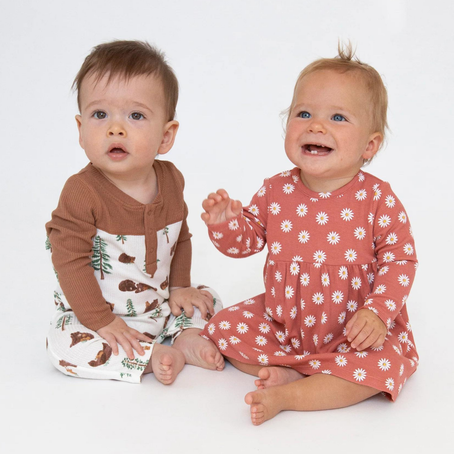 Ribbed Simple Dress and Bloomer, Daisy Dot Dusty Rose