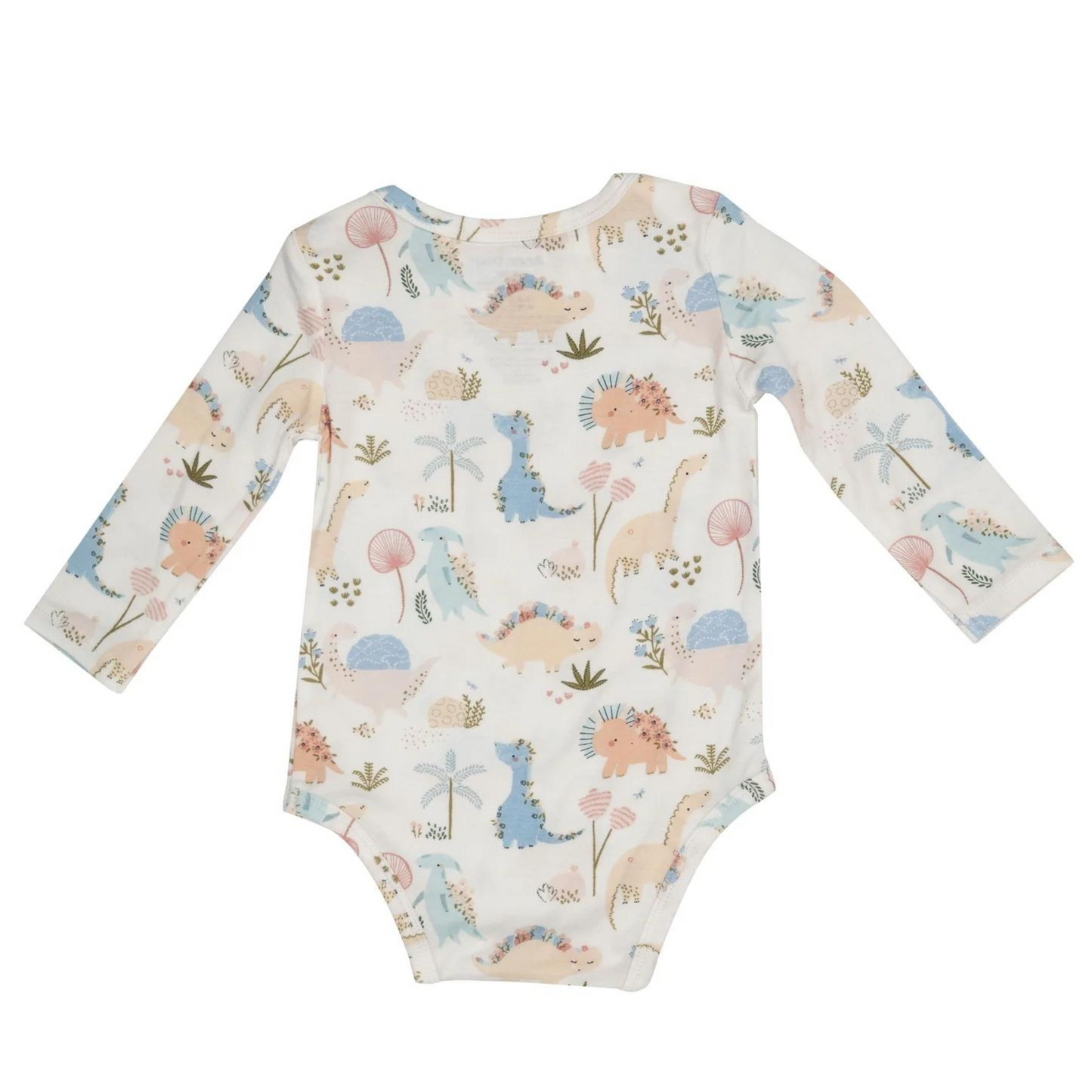 Long Sleeve Bodysuit, Soft Dinos Pink