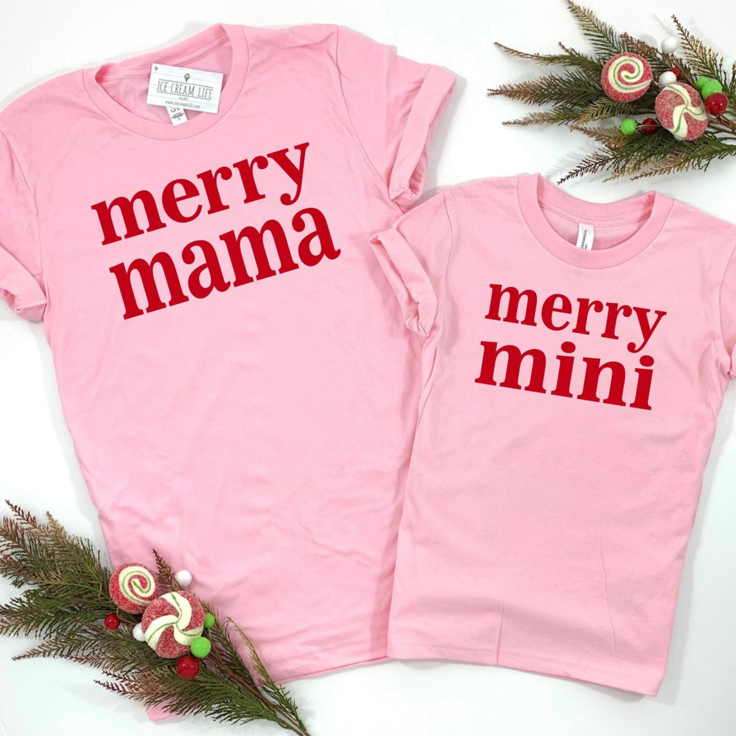 Merry Mini Kid's Graphic Tee, Pink