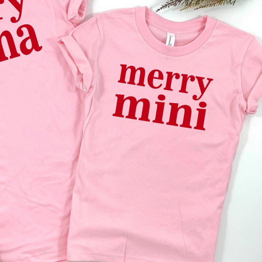 Merry Mini Kid's Graphic Tee, Pink