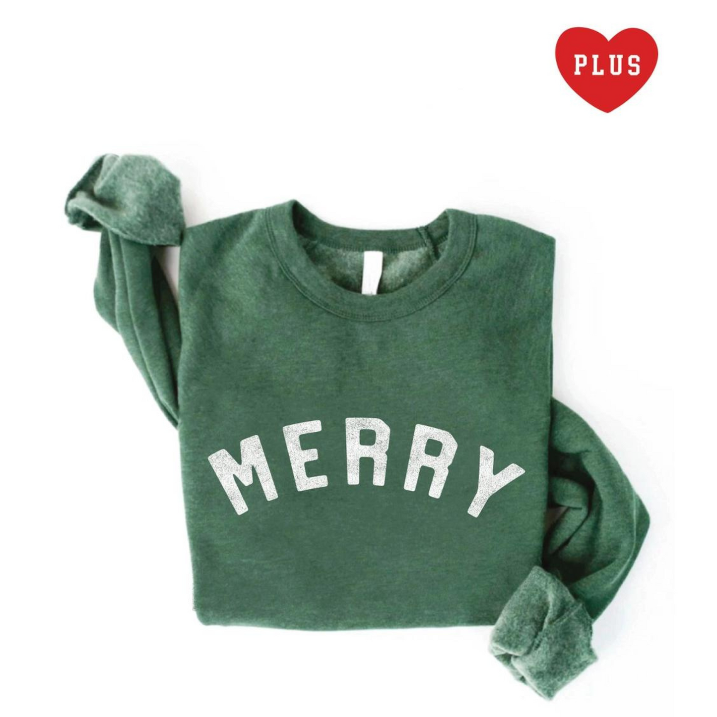 Merry Women's Graphic Fleece Sweatshirt, Heather Forest