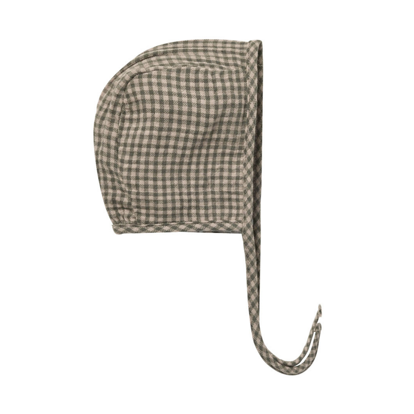 Organic Woven Baby Bonnet, Forest Micro Plaid