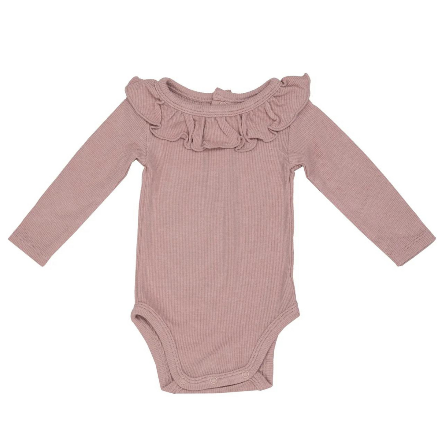 Ruffle Collar Bodysuit, Silver Pink