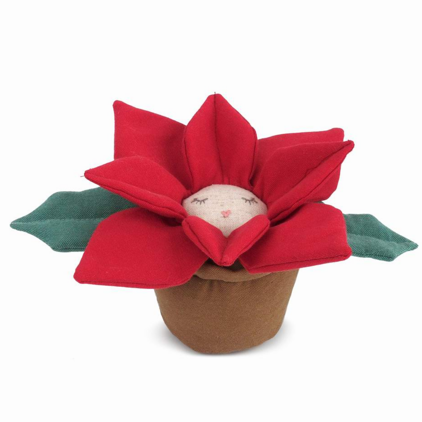 Pretty Poinsettia Pot Plush Toy, Red