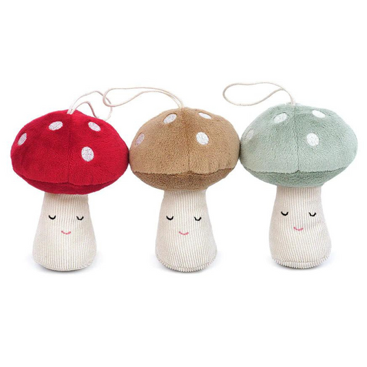 Set of 3 Plush Woodland Mushroom Ornaments