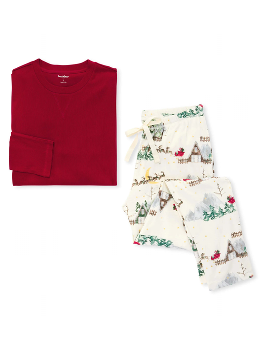Adult Men's Tee & Lounge Pant Pajama Set, Santa's Sleigh