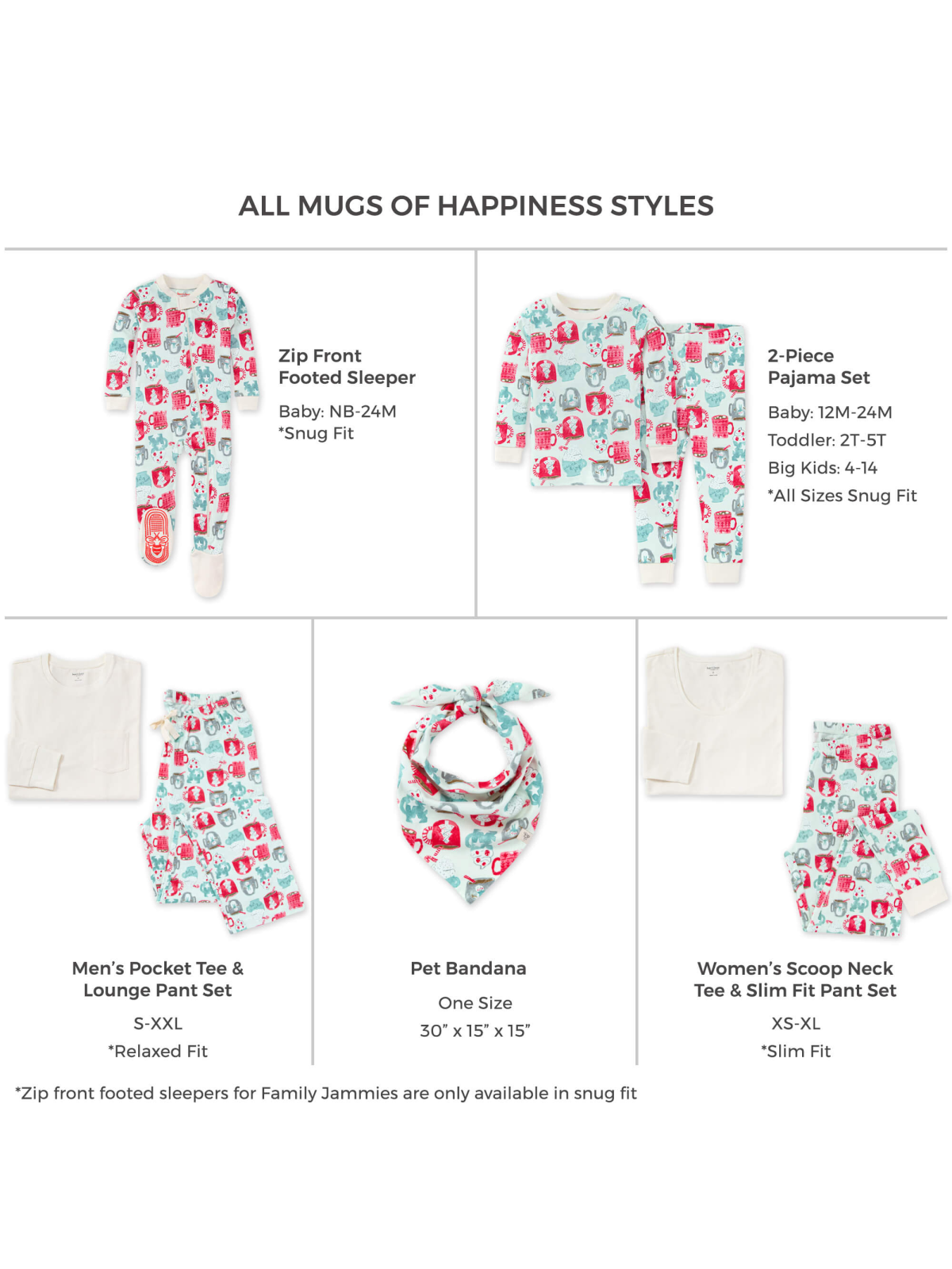 Adult Women's Pajama Set, Mugs of Happiness