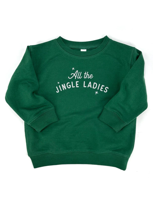 All The Jingle Ladies Kids Sweatshirt, Silver & Green