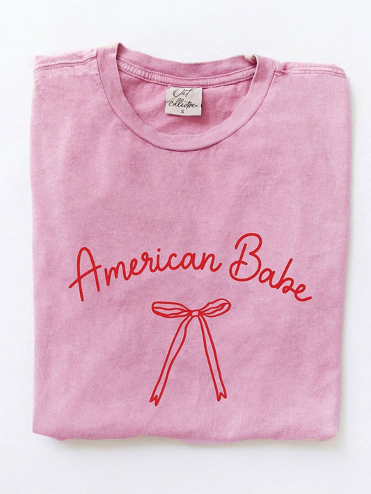 American Babe Women's Puff Mineral Graphic Tee, Flamingo