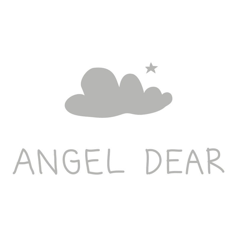 Logo of Angel Dear featuring a soft gray cloud and star above the text "ANGEL DEAR" in a playful font.