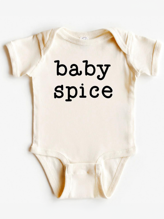 Baby Spice Typewriter Short Sleeve Bodysuit, Cream
