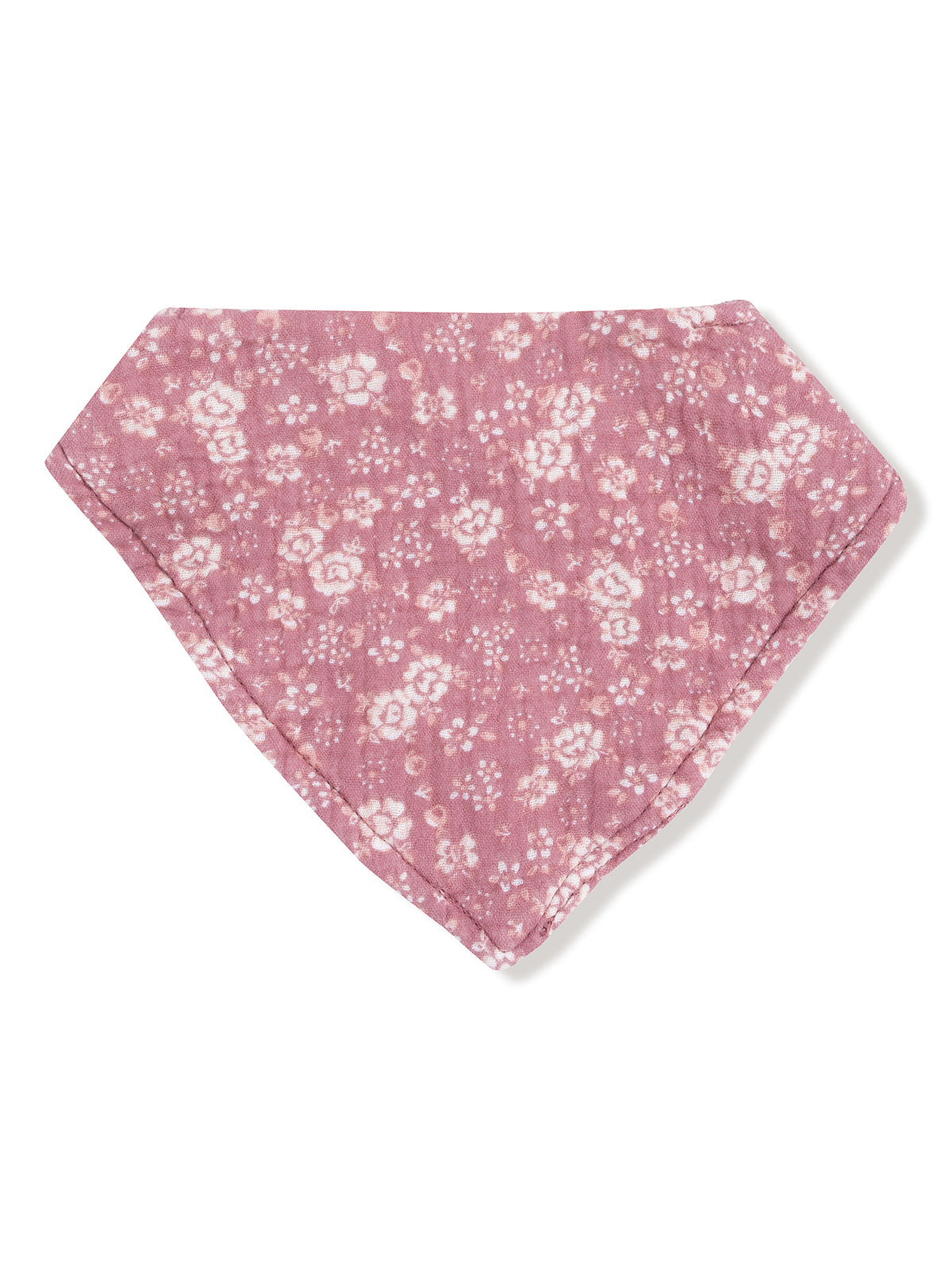 Floral-patterned bandana in soft pink shades, shaped like a triangle. Ideal for casual or stylish wear.