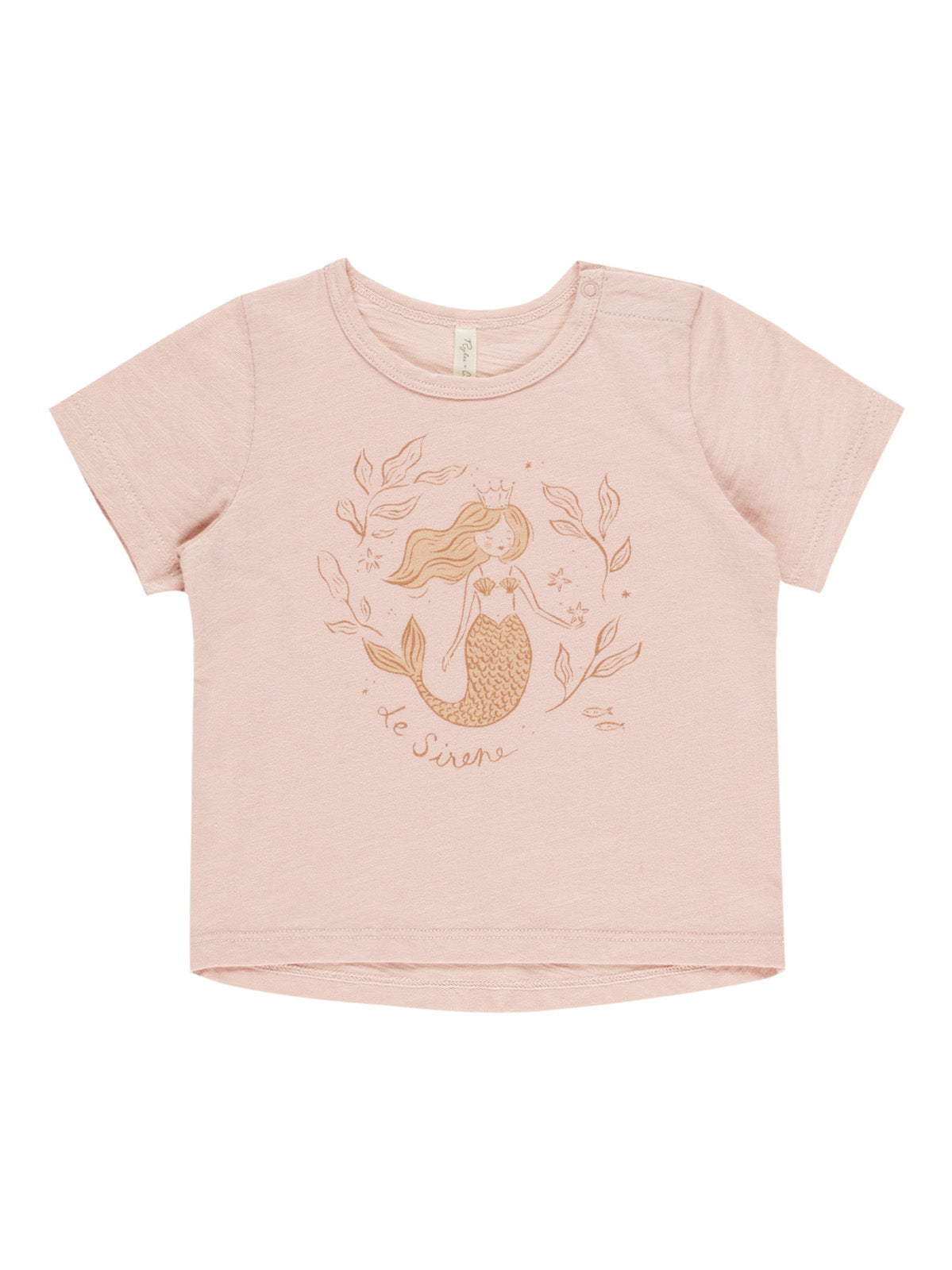 Light pink toddler t-shirt featuring a mermaid illustration and the text "Le Sirene."