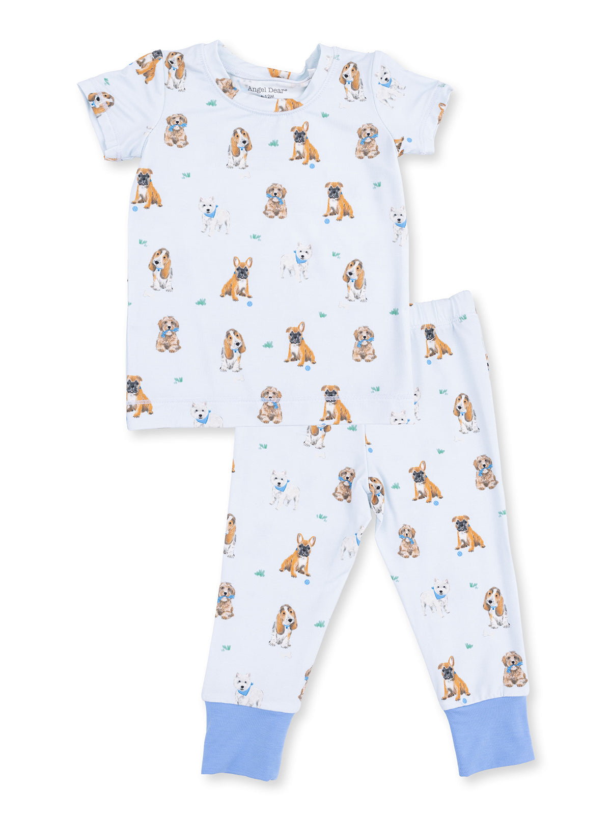 Short Sleeve Loungewear Set, Bestie Dogs Blue