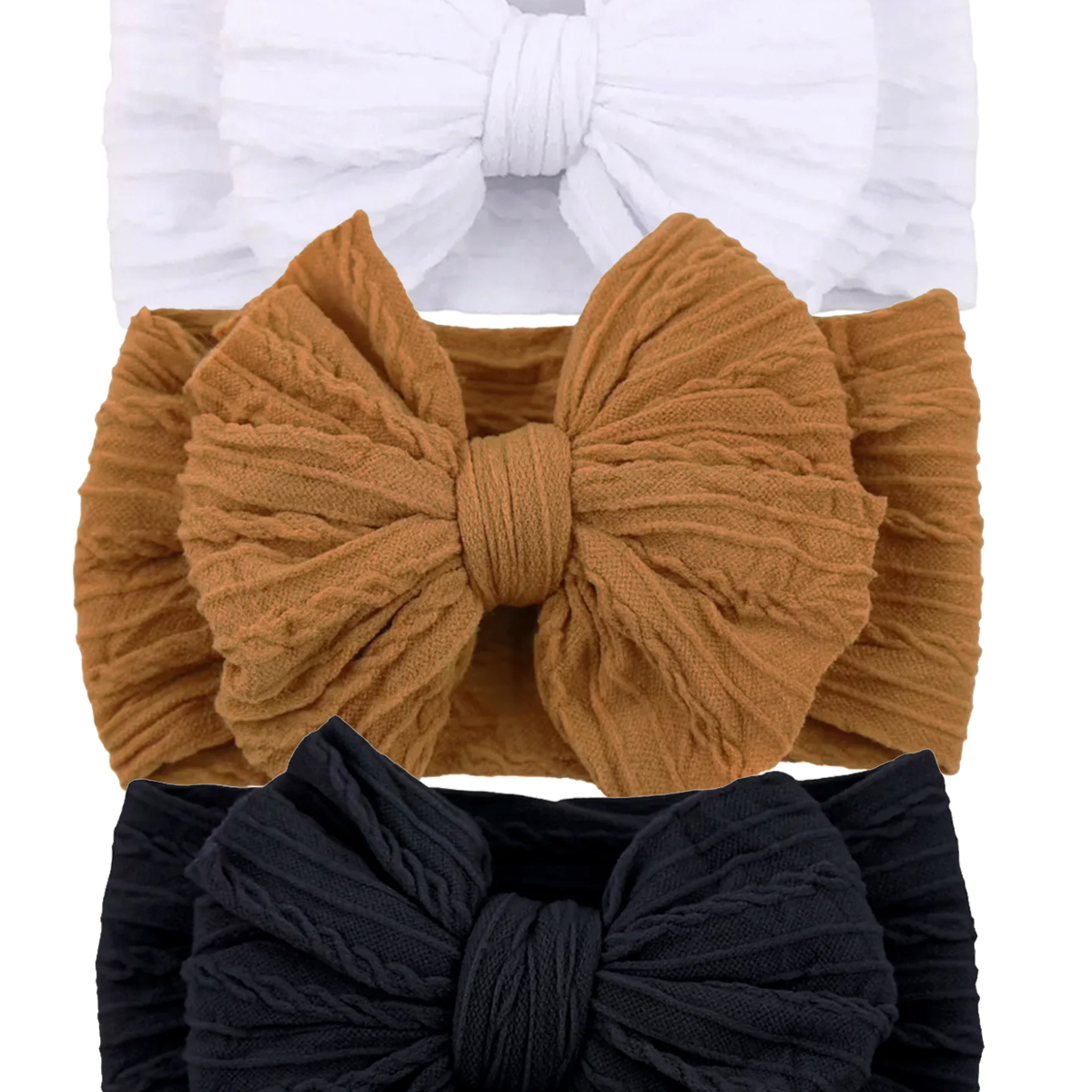 3-Pack Cable Bows, Black/White/Almond – SpearmintLOVE