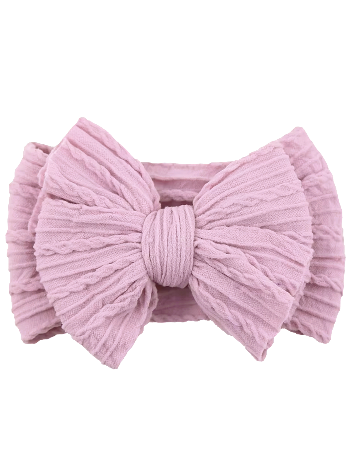 Light pink textured hair bow with a central knot and pleated design.