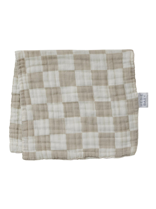 Checkered Muslin Burp Cloth, Taupe
