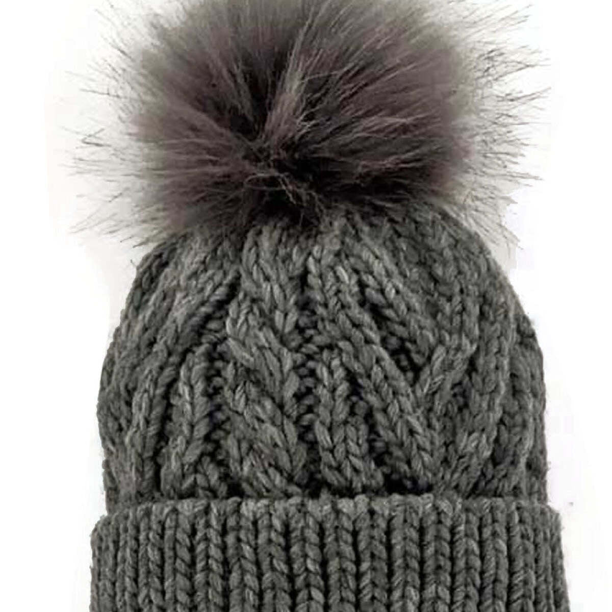 Miu Miu Gray Knit Hat with Pom Pom Ties Miu Miu Made a Million Winter Hats & Every Single One Hits main image 3