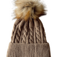 Cable Knit Fur Pom Hat, Walnut