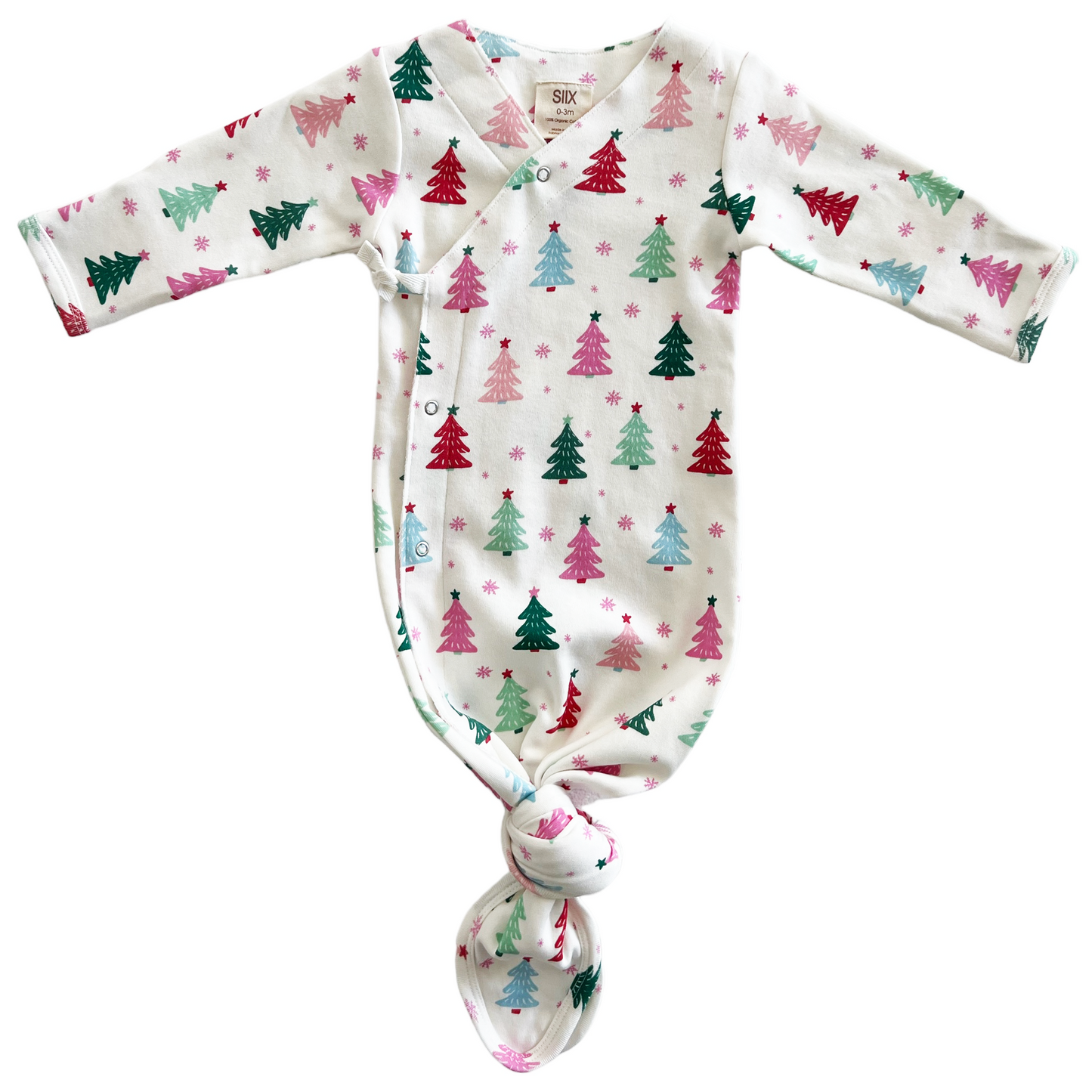 Christmas Trees Pink / Organic Kimono Knot Gown