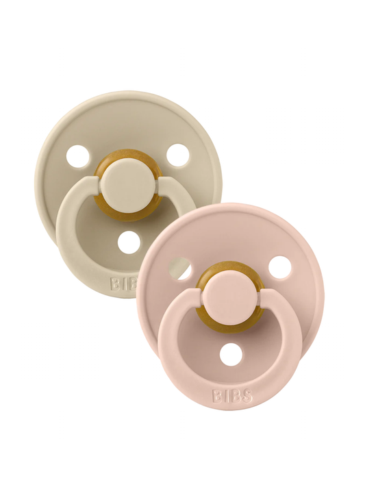 Colour Round Natural Rubber Latex Pacifier 2 Pack, Vanilla/Blush